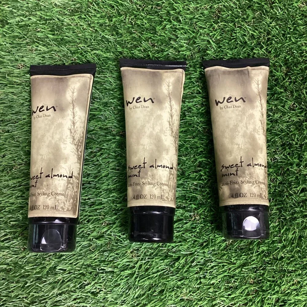 Wen 4oz Sweet Almond Mint Anti-Frizz Styling Creme By Chaz Dean x3